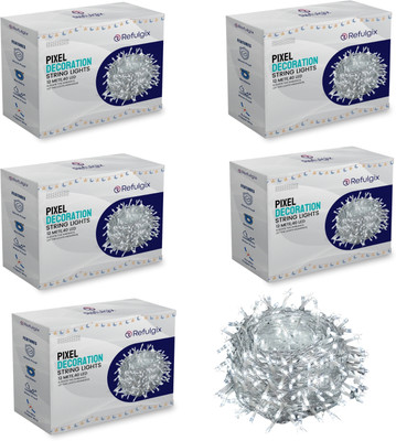 Refulgix 40 LEDs 12 m White Steady String Rice Lights(Pack of 5)