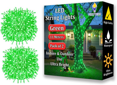 FIZZYTECH 40 LEDs 11 m Green Color Changing String Rice Lights(Pack of 2)