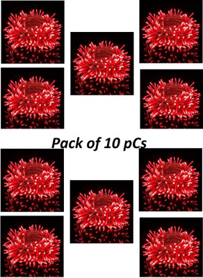 SV GLOBAL 42 LEDs 15 m Red Steady Bell Rice Lights(Pack of 10)