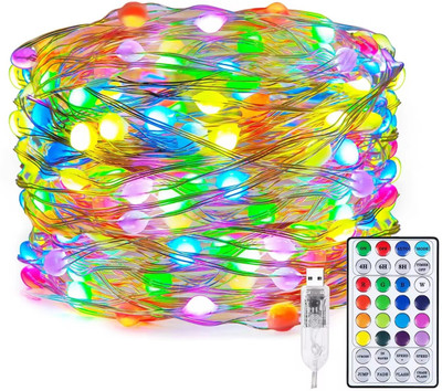 WunderVoX 100 LEDs 10 m Multicolor Color Changing, Flickering, Steady String Rice Lights(Pack of 1)
