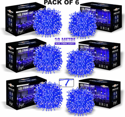 Pick Ur Needs 74 LEDs 10 m Blue Steady String Rice Lights(Pack of 6)
