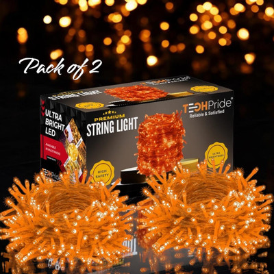 TechPride 40 LEDs 11 m Orange Steady String Rice Lights(Pack of 2)