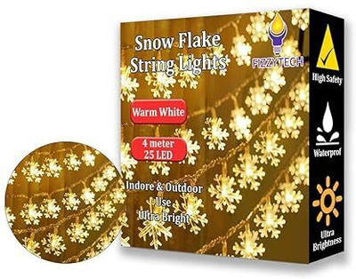 Adore 14 LEDs 4 m White Steady Snow Flake Rice Lights(Pack of 1)