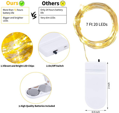 NISCO 20 LEDs 2 m Yellow Steady String Rice Lights(Pack of 1)