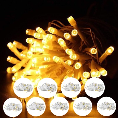 GIGAWATTS 60 LEDs 15 m White Color Changing String Rice Lights(Pack of 10)