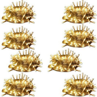 inooBeam 30 LEDs 7.01 m Yellow Steady String Rice Lights(Pack of 8)