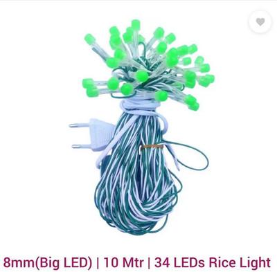 Shazam 34 LEDs 10 m Green Steady Bulb Rice Lights(Pack of 1)