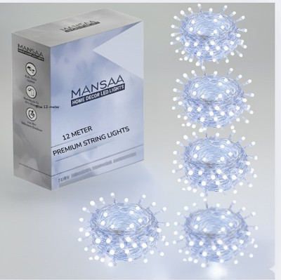 MANSAA 40 LEDs 11 m White Steady String Rice Lights(Pack of 5)