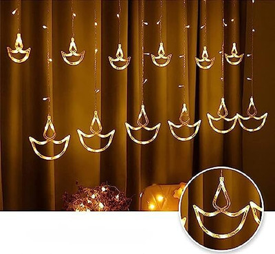 Cosky 108 LEDs 4 m Yellow Flickering Diya Rice Lights(Pack of 1)