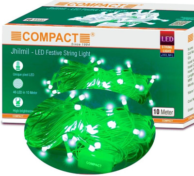 COMPACT 46 LEDs 10 m Green Steady String Rice Lights(Pack of 10)
