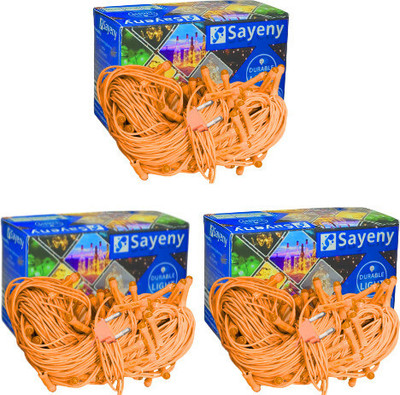 SAYENY 40 LEDs 15 m Orange Steady String Rice Lights(Pack of 3)