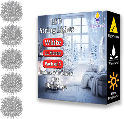FIZZYTECH 40 LEDs 11 m White Color Changing String Rice Lights(Pack of 5)
