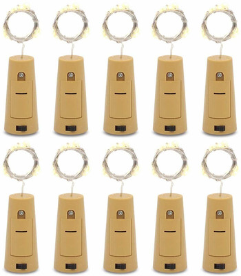 COMBO 4 quantity bottle cork led string lights 2 meter 20 led warm white 20 LEDs 1.98 m White Color Changing Bottle Rice Lights(Pack of 10)