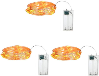 Trendx 30 LEDs 3 m Gold Steady String Rice Lights(Pack of 3)