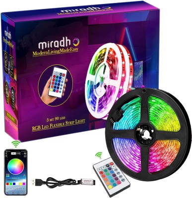 MIRADH 90 LEDs 3 m Multicolor Color Changing, Flickering, Steady Strip Rice Lights(Pack of 1)