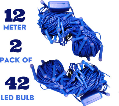 X4Decor 42 LEDs 12 m Blue Steady String Rice Lights(Pack of 2)