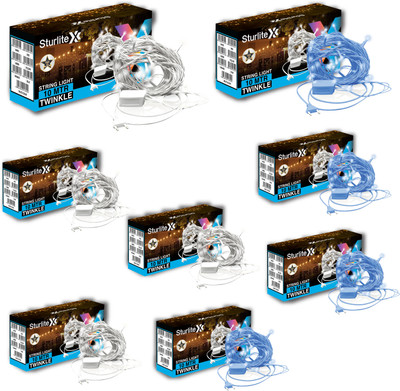 Sturlite 46 LEDs 10 m Blue, White Steady Bulb Rice Lights(Pack of 8)