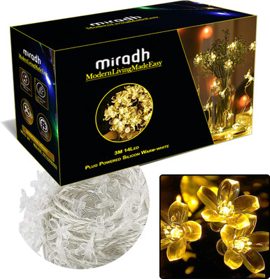 MIRADH 14 LEDs 3 m Yellow Steady Flower Rice Lights(Pack of 1)
