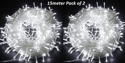 REIRSON 50 LEDs 15 m White Steady String Rice Lights(Pack of 2)