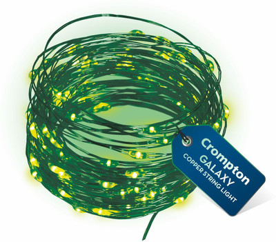 Crompton 100 LEDs 10 m Green Steady String Rice Lights(Pack of 1)
