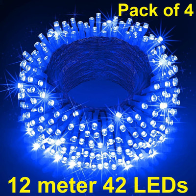 Trendx 42 LEDs 12 m Blue Steady String Rice Lights(Pack of 4)