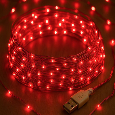 PKG 100 LEDs 10 m Red Steady String Rice Lights(Pack of 1)