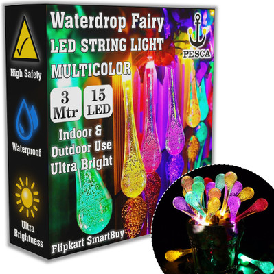 Flipkard SmartBuy 15 LEDs 3 m Multicolor Steady Water Drop Rice Lights(Pack of 1)