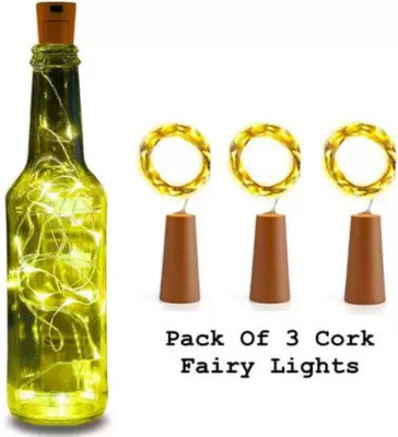 SERULA 20 LEDs 2.03 m Yellow Steady String Rice Lights(Pack of 3)