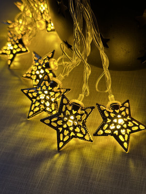 PRIDE STORE 10 LEDs 2.59 m Yellow Steady Star Rice Lights(Pack of 1)