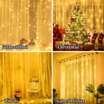 FIZZYTECH 300 LEDs 3.5 m Yellow Color Changing Ball Rice Lights(Pack of 1)