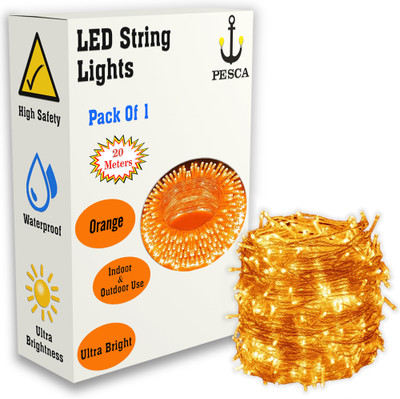 PESCA 60 LEDs 19.99 m Orange Steady String Rice Lights(Pack of 1)