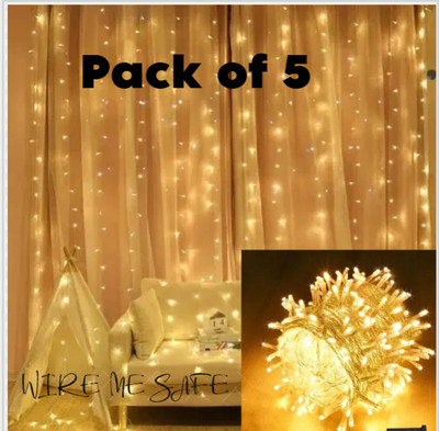 WIRE ME SAFE 40 LEDs 15 m Yellow Steady String Rice Lights(Pack of 5)