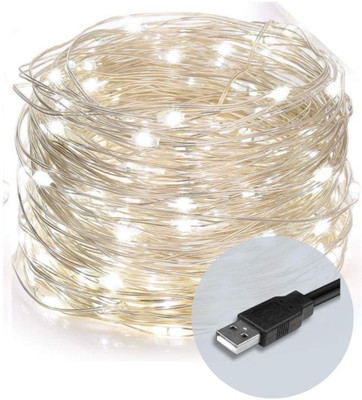 RAAGMANSAA 100 LEDs 10 m White Steady String Rice Lights(Pack of 1)