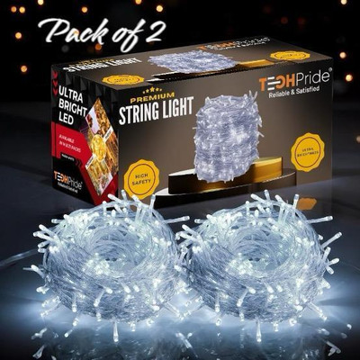TechPride 40 LEDs 11 m White Steady String Rice Lights(Pack of 2)