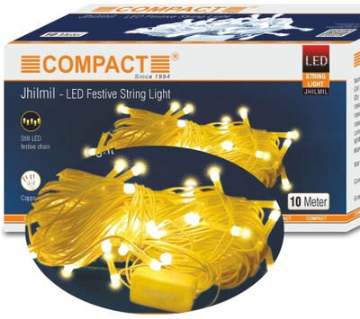 COMPACT 46 LEDs 10 m Yellow Steady String Rice Lights(Pack of 1)