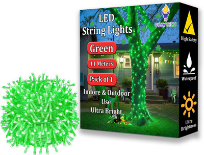 FIZZYTECH 40 LEDs 11 m Green Color Changing String Rice Lights(Pack of 1)