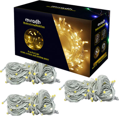 MIRADH 36 LEDs 10 m Yellow Steady String Rice Lights(Pack of 3)