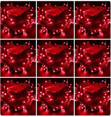 Local Charm 252 LEDs 12.5 m Red Steady String Rice Lights(Pack of 9)