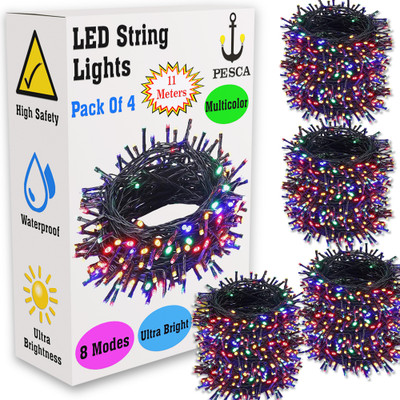 PESCA 40 LEDs 11 m Multicolor Steady String Rice Lights(Pack of 4)