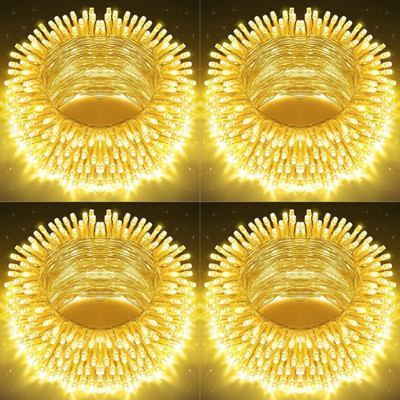 spark world 74 LEDs 21 m Yellow Steady Bulb Rice Lights(Pack of 4)