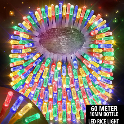 MEKIA 220 LEDs 60 m Multicolor Flickering, Color Changing Bottle Rice Lights(Pack of 1)
