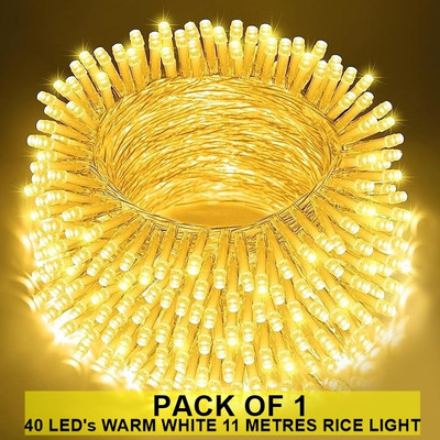 Dreamica 40 LEDs 11 m Yellow Steady String Rice Lights(Pack of 1)