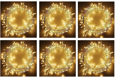Sauran 15 LEDs 4 m Yellow Steady String Rice Lights(Pack of 6)