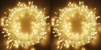 Divyam 40 LEDs 12 m Yellow Flickering, Steady String Rice Lights(Pack of 2)