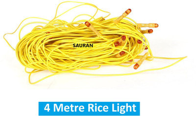 Sauran 15 LEDs 4 m Yellow Steady String Rice Lights(Pack of 1)