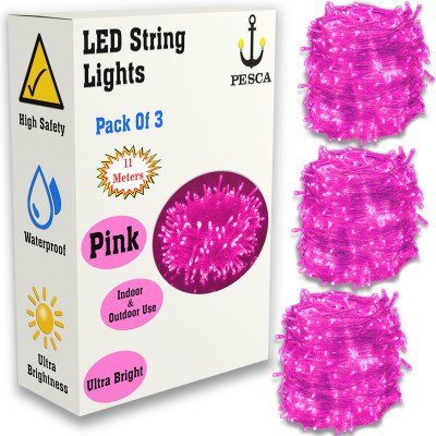 PESCA 40 LEDs 11 m Pink Steady String Rice Lights(Pack of 3)
