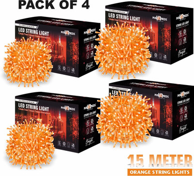 Pick Ur Needs 40 LEDs 15 m Orange Steady String Rice Lights(Pack of 4)
