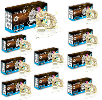 Sturlite 46 LEDs 10 m Yellow Steady Bulb Rice Lights(Pack of 10)