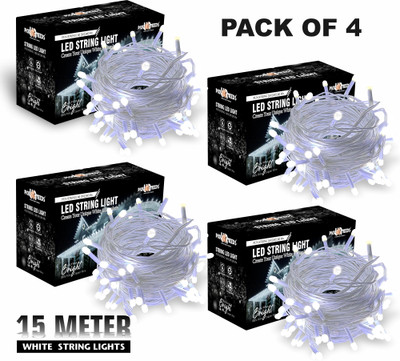 Pick Ur Needs 40 LEDs 15 m White Steady String Rice Lights(Pack of 4)
