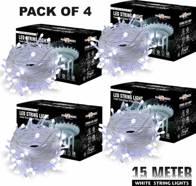 Make Ur Wish 40 LEDs 15 m White Steady String Rice Lights(Pack of 4)